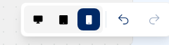 The Desktop, Tablet, and Mobile controls below the canvas, followed by Undo and Redo. Mobile is selected.