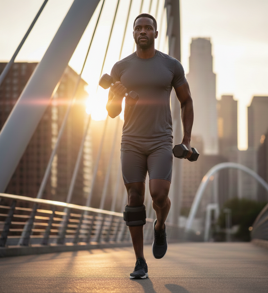 Person doing strength exercises outdoors